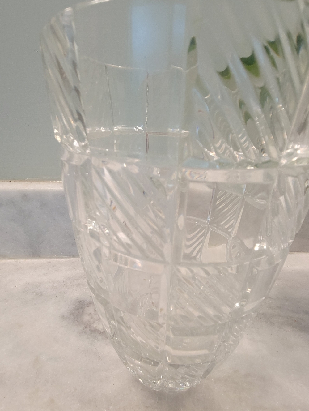 Polish Towle Clear Cut Crystal Vase - 9" Tall